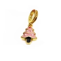 Pink and black enamel Christmas tree charm in gold-plated brass for DIY jewelry - Pink Christmas Tree Style(06#)