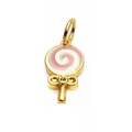Pink and white enamel lollipop charm with golden bow for DIY jewelry making - Lollipop Bow Style(02#)