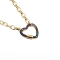 Collar de cadena dorada con cierre de resorte en forma de corazón y gemas de colores - 60cm Longitud de cadena