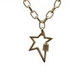 Hip hop gouden Cubaanse ketting met micro-pave zirkoon sterhanger en springsluiting luxe - 60cm Ketting + Pentagram