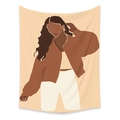 Bohemian style wall tapestry featuring a minimalist abstract portrait of a woman in earth tones - LC-02 / 73X95CM (Brushed Fabric)