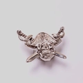 Viking style silver pirate skull with cross swords cabinet handle and DIY jewelry accessory - Skull
