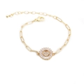 Bracciale a catena dorato stile Hip Hop con ciondolo a girasole in zirconi micro-pavé - Oro/Cuore