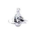 Silver metallic wind spinning top toy with spiral design and white sphere base - Silver (Boxed)