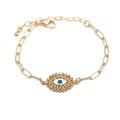 Goldenes Hip-Hop-Armband mit buntem Evil-Eye-Anhänger und verstellbarer Gliederkette - B0073 Evil Eye Stil 2 / Gold