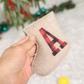 Linen Christmas stocking ornament with red and black plaid letter A decoration - Socks