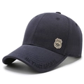 Gorra de béisbol azul marino de algodón con bordado 3D y parche deportivo lateral - Ajustable / Azul Marino