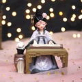 Cute ancient style girl figurine in purple hanfu playing zither for home desk decor - 808-10 Lady Playing Zither Style