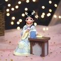 Cute Hanfu girl figurine in light blue dress sitting at a desk with a book - 808-11 Lady Reading Book Style