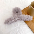 Furry light purple hair claw clip in plush faux fur for autumn and winter styling - 11cm / Gray
