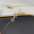 Elegant gold double butterfly ear cuff earrings with sparkling white zircons - Butterfly Gold