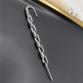 Silver zircon wrap earring crawler featuring heart-shaped stones and shimmering pavé studs - Geometric Style Silver