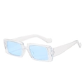 Retro-Rechteck-Sonnenbrille mit transparentem Rahmen und hellblauen Gläsern für Damen - Transparenter Rahmen Blaue Gläser