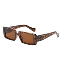 Vintage rechteckige Sonnenbrille mit Schildpatt-Muster und braunen Gläsern für Damen - Leoparden-Rahmen / Teebraune Gläser