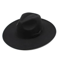 Classic British style black wool felt fedora with a wide brim and ribbon bow decoration - M(56-58cm) / Black