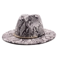 Chapeau fedora classique avec imprimé serpent et barre métallique dorée sur fond blanc - M (56-58cm) / Blanc