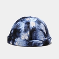 Detail van de blauw-witte tie-dye fluwelen textuur op de randloze docker muts - M (56-58cm) / Donkerblauw Wit Tie-dye (4#色)