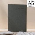 Dark gray A5 business notebook with premium PU leather cover in professional desk setting - A5 Dark Grey Nubuck Leather
