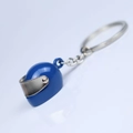 Compact blue mini helmet keychain with durable metal chain and ring for car keys - Blue Helmet