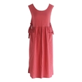 Red cotton vest apron with side ties and dual pockets for floral and nail art work - Bean Red