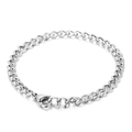 Bracciale a catena cubana in acciaio inossidabile argento con chiusura a moschettone - Bracciale a Catena (KB139510-Z)