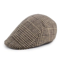 Classic grey plaid ivy cap for men and women made of warm woolen fabric in vintage style - Khaki Plaid