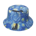 Reversible bucket hat featuring Van Gogh Starry Night oil painting art print - 58cm / Blue Starry Night Oil Painting