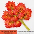 Artificial 5-prong red maple leaf branch bundle for indoor landscaping and decoration - 5-Pronged Small Red Maple