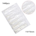 Flat lay of 1440pcs crystal nail art rhinestones in a 6-compartment blister pack - Nude AB