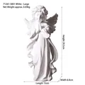 White large praying angel sculpture with wreath and wings 29.5cm height resin figurine - White Large