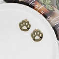 Olive green and white alloy cat paw charms with gold plating for DIY jewelry making - 20*21mm / Brown and Black Cat Paw