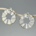 Unique S925 sterling silver pencil shaving stud earrings with gold wavy edges - 925 Silver / Silver