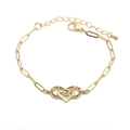 Bracciale infinito a cuore dorato con zirconi colorati su sfondo bianco puro - Cuore Infinito / Oro