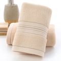 Soft cream cotton bath towel with textured horizontal stripes and absorbent loop pile - Gold Thread Off-White / 34*74cm