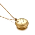 Golden Libra zodiac necklace with engraved constellation and small crystal detail - Libra(KN89786-KFC)