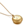 Golden stainless steel Leo zodiac necklace with embossed constellation and small crystal - Leo(KN89791-KFC)