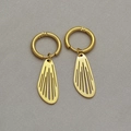 Elegant 18K gold plated stainless steel hoop earrings with hollow wing pendants - Wing Shape (SE20121180G)