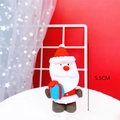 Felt Santa Claus cake topper decoration with blue gift for Christmas party, 5.5cm height - Santa Claus - Blue Gift Box Style / Standard Spec