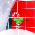 Christmas felt cake topper with candy cane design and green bow, 6cm holiday decoration - Candy Cane with Bow Style / Standard Spec