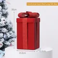 Matte red rectangular Christmas gift box with glitter ribbon bow on a white display stand - Small Size Glitter (Red)