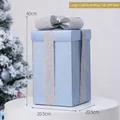 Large 40cm blue matte Christmas gift box with silver glitter bow for tree decoration - Large Size Glitter (Blue)