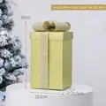Caja de regalo de Navidad dorada con purpurina y lazo 30cm de altura decorativa - 30x15.5x15.5cm / Tamaño Pequeño Purpurina (Dorado)