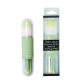 Green 4-in-1 telescopic makeup brush set with portable storage capsule on white background - Matcha Green-PVC Packaging