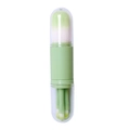 Tragbares 4-in-1 Teleskop-Make-up-Pinsel-Set in Grün mit ausziehbarem Doppelend-Design - Matcha-Grün-OPP-Verpackung
