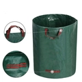 300L green woven garden waste bag with lid and reinforced red striped handles - 120L / No Lid