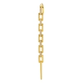 Golden chain drop earring featuring rectangular links and white zircon stone accents - Geometric Style Gold