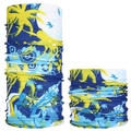 Seamless tropical magic bandana featuring blue palm trees and sun pattern for cycling - Blue Tropical Style