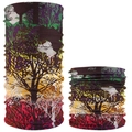 Multifunctional seamless neck gaiter with colorful forest silhouette design on white background - Colorful Forest Silhouette