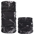 Set of two black marble seamless magic headwear for outdoor cycling and windproof neck gaiter - Black Marble Pattern