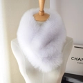 Elegant white faux fox fur neck warmer scarf with a thick plush texture for women - Snow Fox Color / 60-80cm